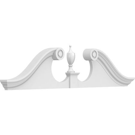 Ekena Millwork Rams Head Architectural Grade PVC Pediment (Urn Ships Unattached in Box), 50"W x 12-1/2"H x 2-3/4"P PEDPS050X125RHP00